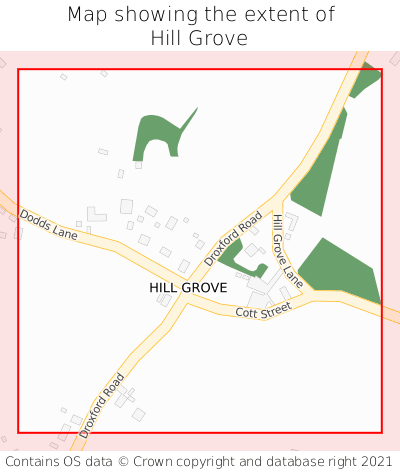 Map showing extent of Hill Grove as bounding box