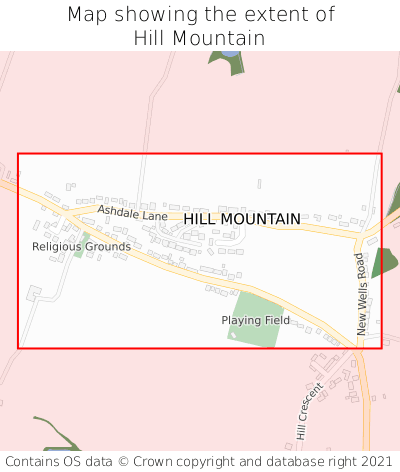 Map showing extent of Hill Mountain as bounding box