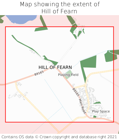 Map showing extent of Hill of Fearn as bounding box
