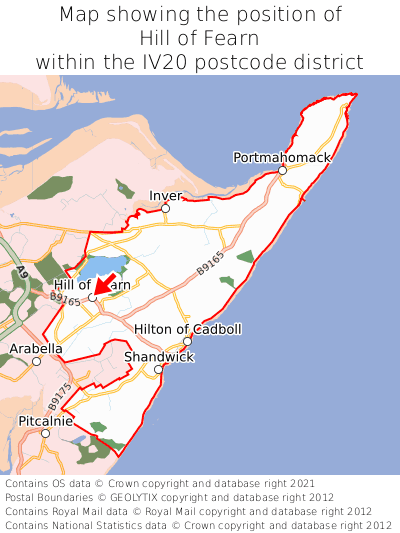 Map showing location of Hill of Fearn within IV20