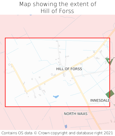 Map showing extent of Hill of Forss as bounding box