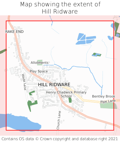 Map showing extent of Hill Ridware as bounding box