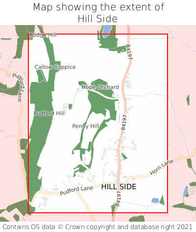 Map showing extent of Hill Side as bounding box