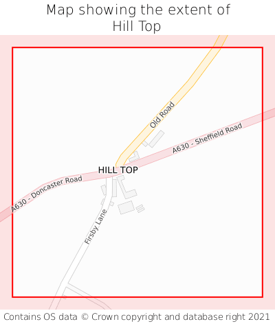 Map showing extent of Hill Top as bounding box