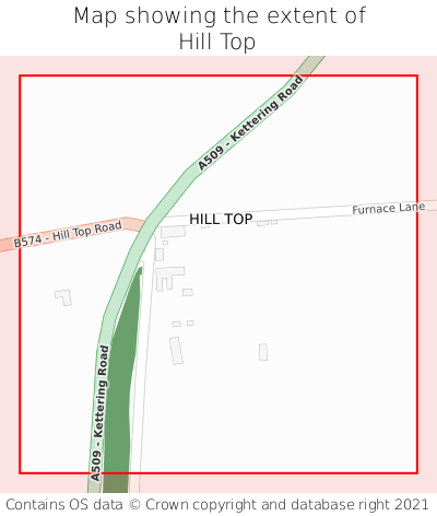 Map showing extent of Hill Top as bounding box