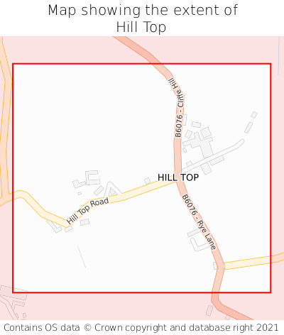 Map showing extent of Hill Top as bounding box