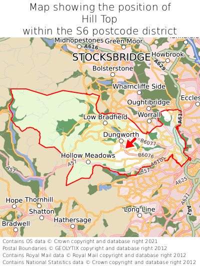 Map showing location of Hill Top within S6