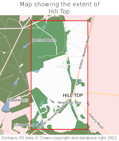 Map showing extent of Hill Top as bounding box