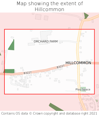 Map showing extent of Hillcommon as bounding box