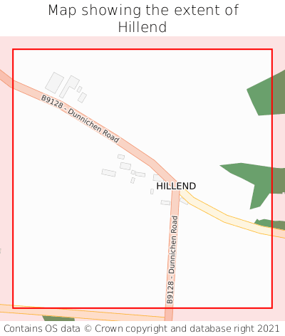 Map showing extent of Hillend as bounding box