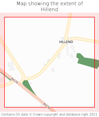 Map showing extent of Hillend as bounding box