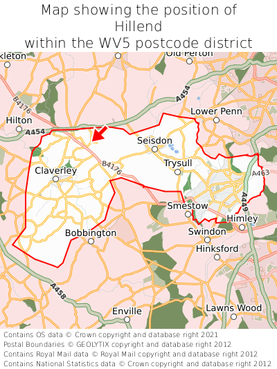 Map showing location of Hillend within WV5