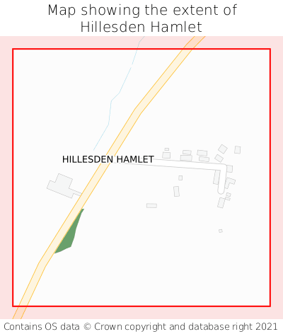 Map showing extent of Hillesden Hamlet as bounding box