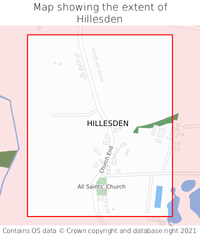 Map showing extent of Hillesden as bounding box