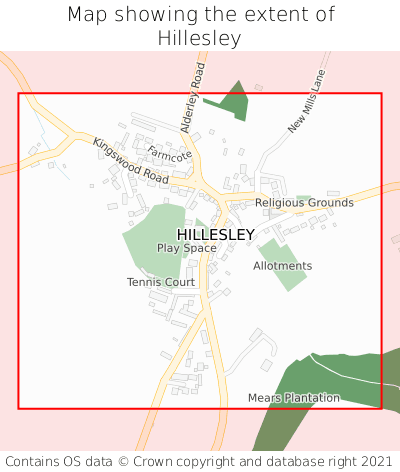 Map showing extent of Hillesley as bounding box