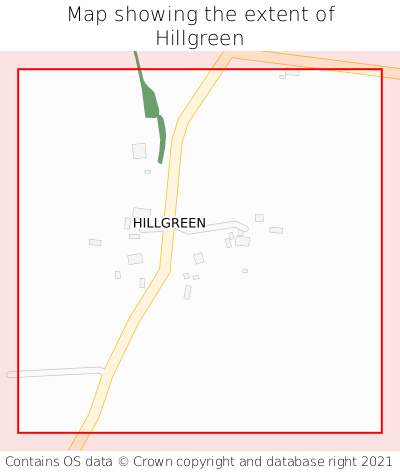 Map showing extent of Hillgreen as bounding box