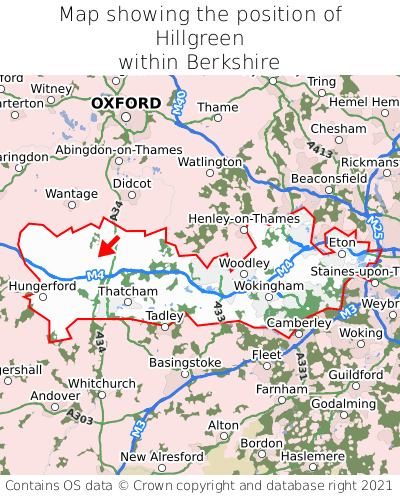 Map showing location of Hillgreen within Berkshire