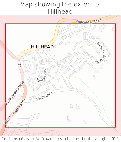 Map showing extent of Hillhead as bounding box