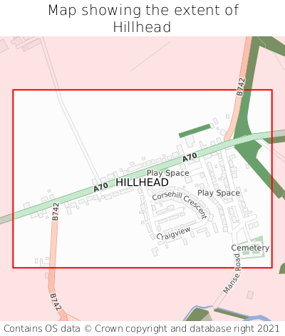 Map showing extent of Hillhead as bounding box