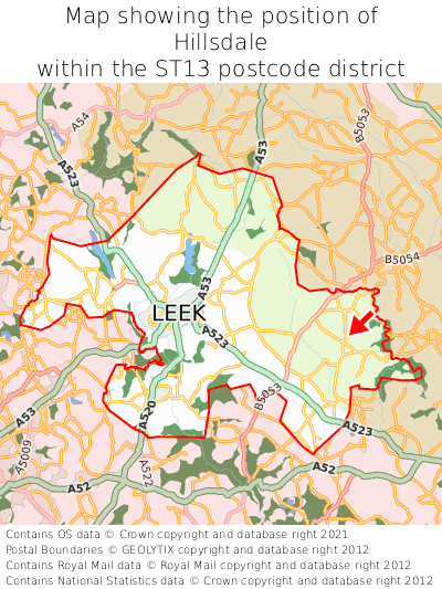 Map showing location of Hillsdale within ST13