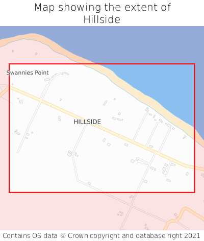 Map showing extent of Hillside as bounding box