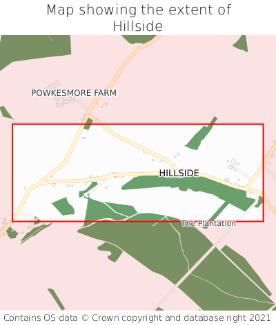 Map showing extent of Hillside as bounding box