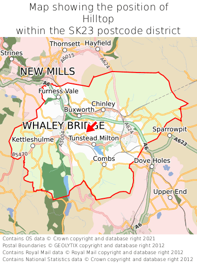 Map showing location of Hilltop within SK23