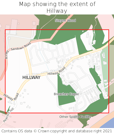 Map showing extent of Hillway as bounding box