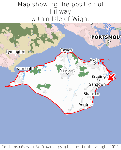 Map showing location of Hillway within Isle of Wight