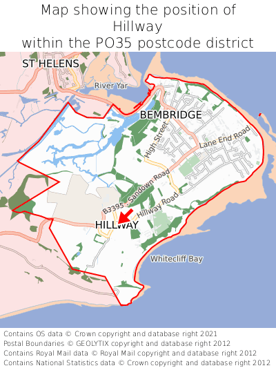 Map showing location of Hillway within PO35