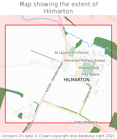 Map showing extent of Hilmarton as bounding box