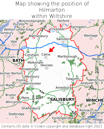Map showing location of Hilmarton within Wiltshire