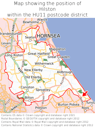 Map showing location of Hilston within HU11