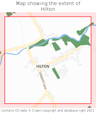 Map showing extent of Hilton as bounding box