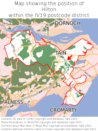 Map showing location of Hilton within IV19