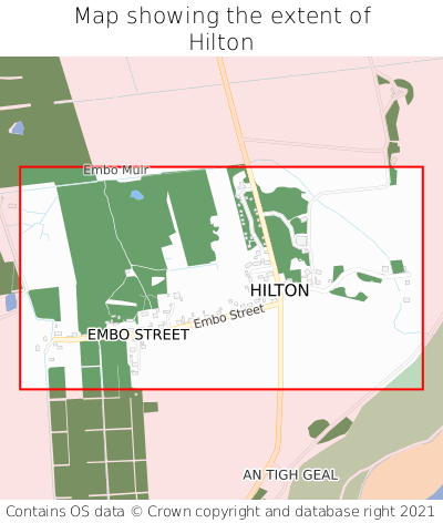 Map showing extent of Hilton as bounding box