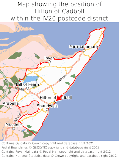 Map showing location of Hilton of Cadboll within IV20