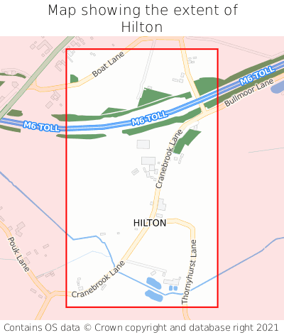 Map showing extent of Hilton as bounding box