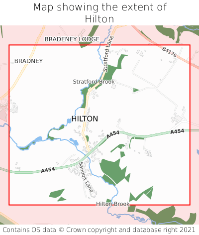 Map showing extent of Hilton as bounding box