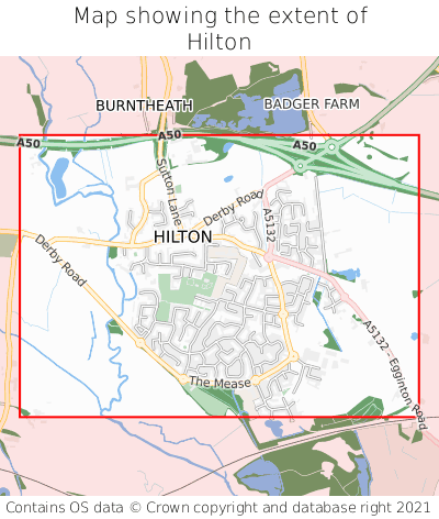 Map showing extent of Hilton as bounding box