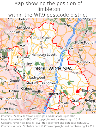 Map showing location of Himbleton within WR9
