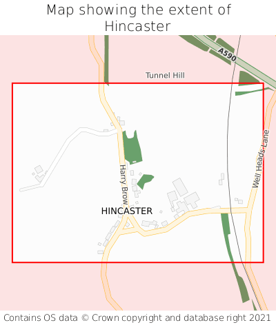 Map showing extent of Hincaster as bounding box