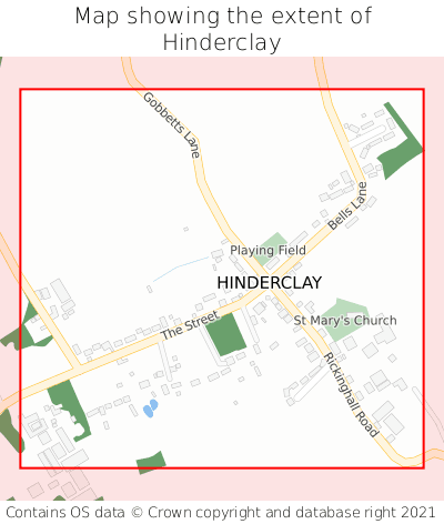 Map showing extent of Hinderclay as bounding box