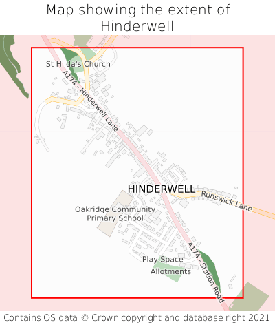 Map showing extent of Hinderwell as bounding box