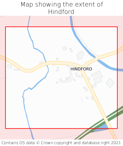 Map showing extent of Hindford as bounding box