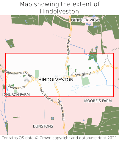 Map showing extent of Hindolveston as bounding box