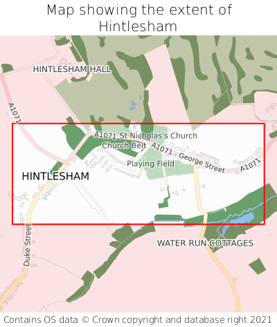Map showing extent of Hintlesham as bounding box