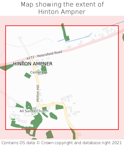 Map showing extent of Hinton Ampner as bounding box