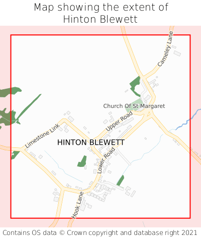 Map showing extent of Hinton Blewett as bounding box
