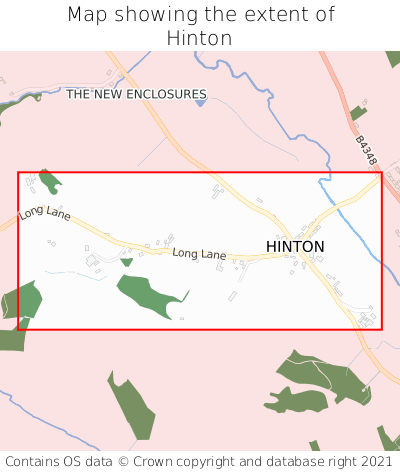 Map showing extent of Hinton as bounding box